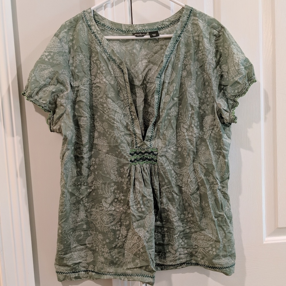 Eddie Bauer green paisley Lawn Tunic 2XLT